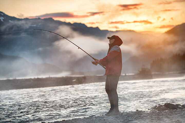 Man fishing shore